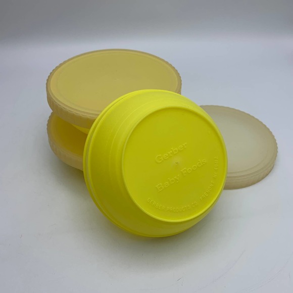 Vintage Gerber Baby Food bowls with lids Set 3 New - Picture 2 of 3
